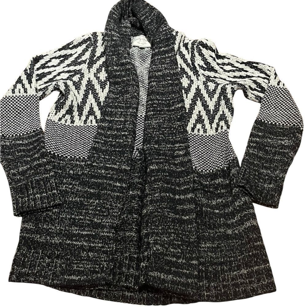 Lucky Brand Women’s Black and White Open Cardigan, Size L